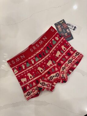 Souris Mini (NWT) Kids' Red Holiday Animal Print Boxer Briefs